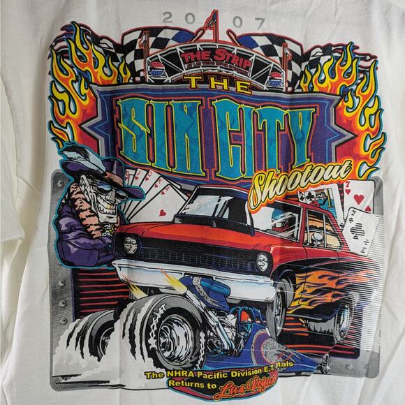 2007 Y2K Mens Drag Racing Large Shirt Las Vegas Strip Sin City Shootout NHRA - Picture 5 of 8